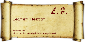 Leirer Hektor névjegykártya